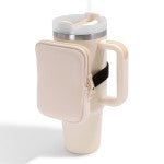 Adjustable Zip Neoprene Tumbler Pouch - Cream