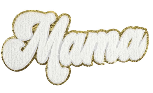 White MAMA Chenille Patch - 9.7 inches x 4.8 inches