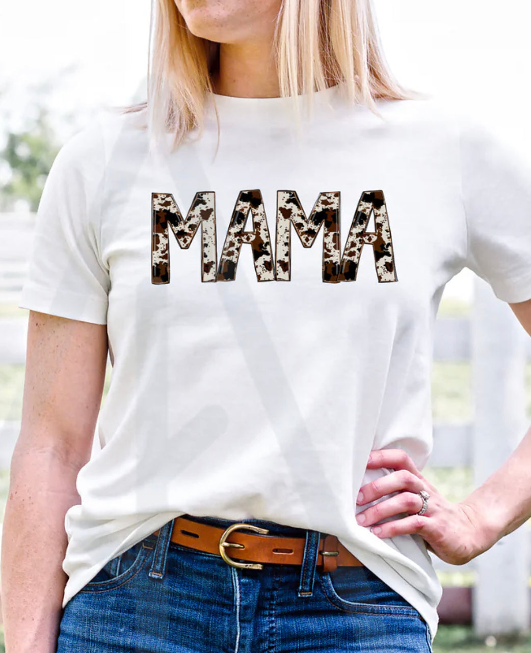 Mama Cowhide Single Color Screen Print Transfer