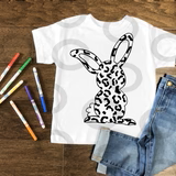 EASTER Leopard bunny drawing coloring book shirt SINGLE COLOR BLACK KIDS Screen Print transfers size KIDS 9X7